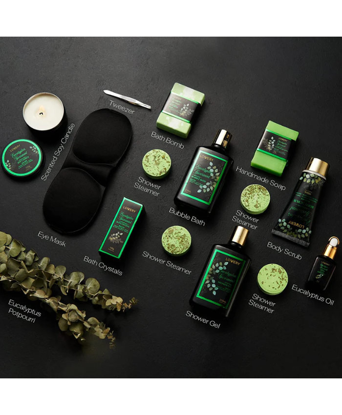 Eucalyptus Spearmint Home Bath Set - 17Pc Spa Gift Basket