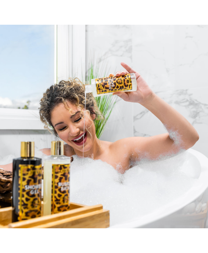 Luxe Leopard Honey Almond Bath Gift Box - 17Pc Home Spa Kit