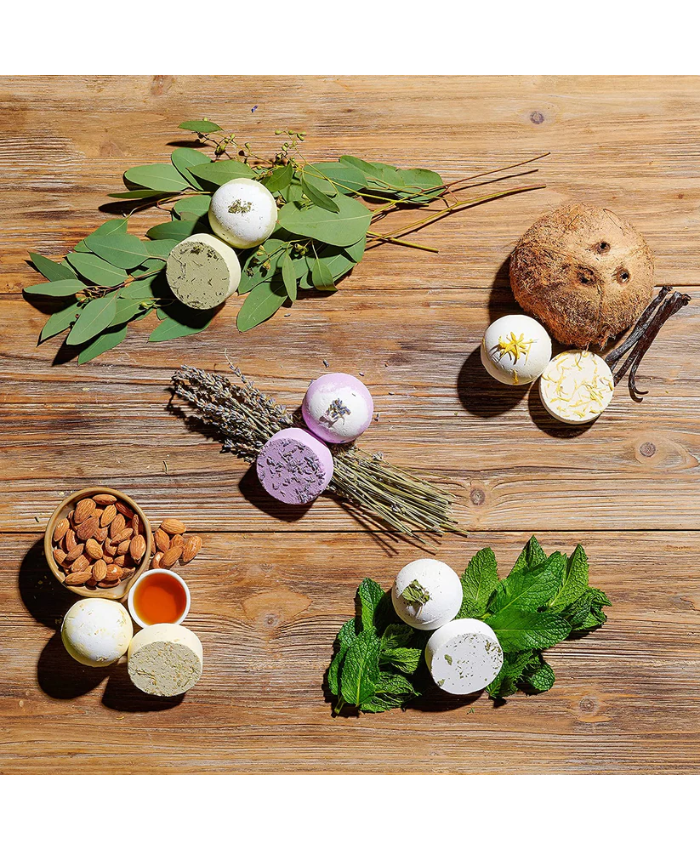 Shower Steamers And Bath Bombs Set - 11Pc Aromatherapy Caddy Gif