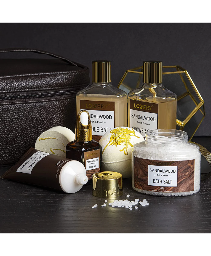 Sandalwood Bath Gift Set - Men's 11pc Bath & Body Care Kit