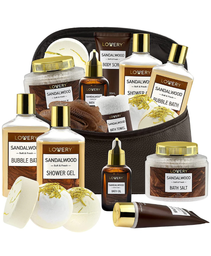 Sandalwood Bath Gift Set - Men's 11pc Bath & Body Care Kit
