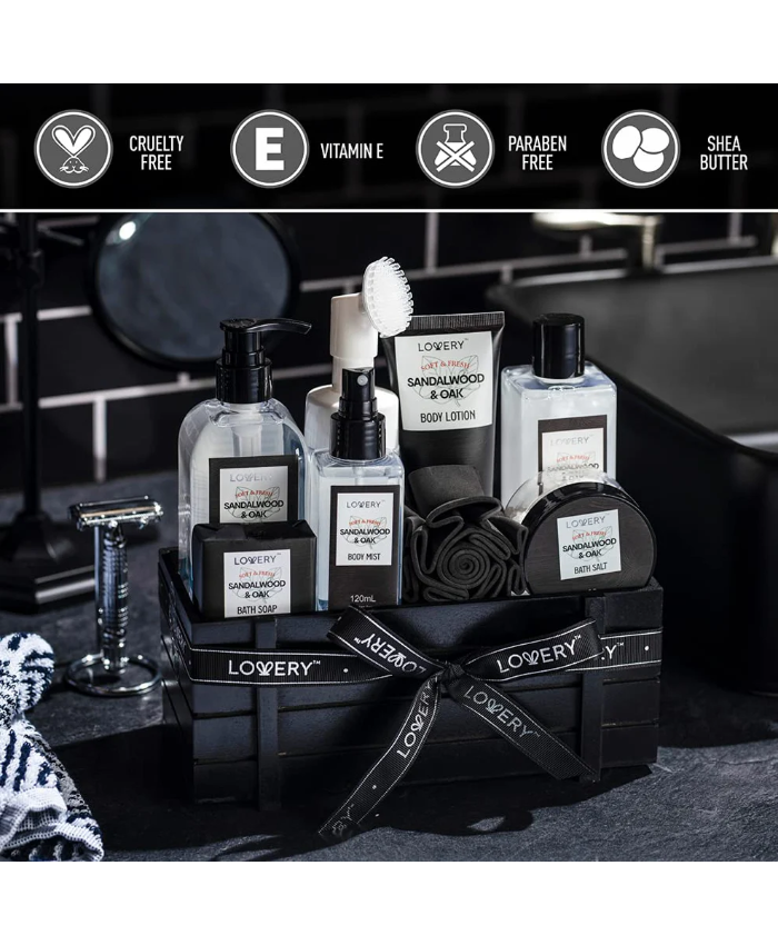 Sandalwood Oak Home Bath Set - 9Pc Body Care Kit