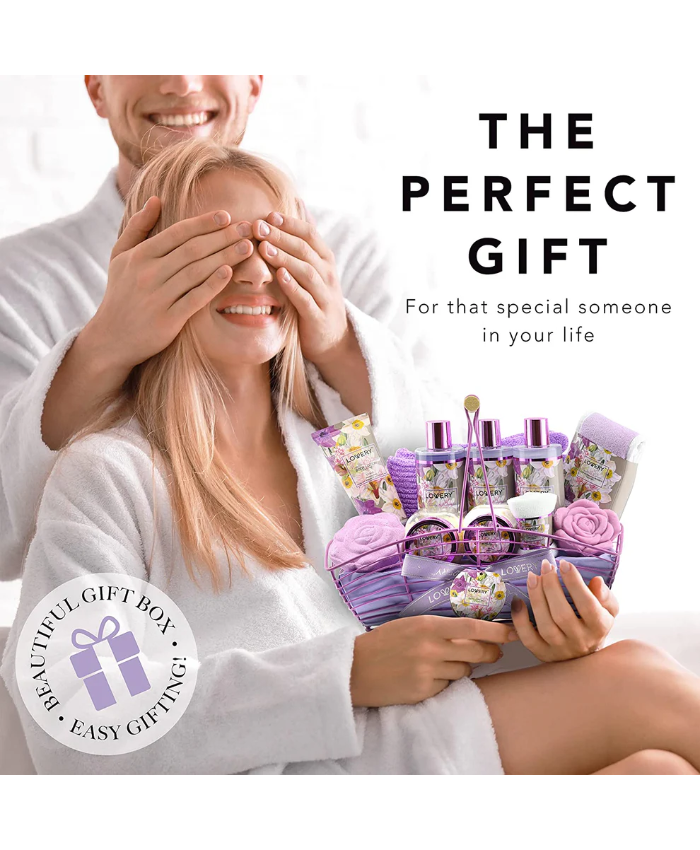 Lavender Vanilla Gift Set - 13Pc Bath and Body Basket