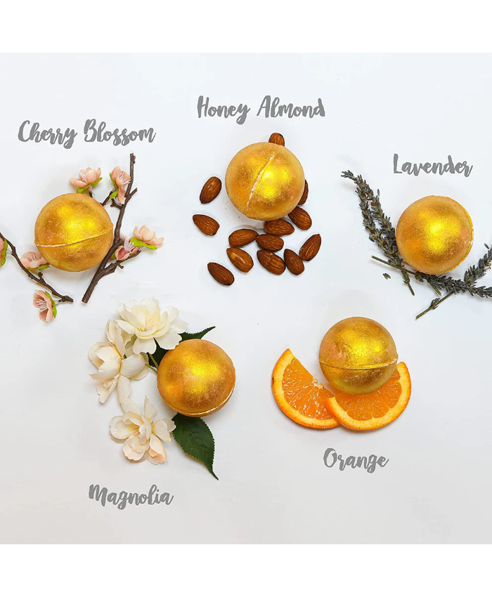 24K Gold Bath Bombs Gift Set - 9Pc Marble Spa Bubble Bombs