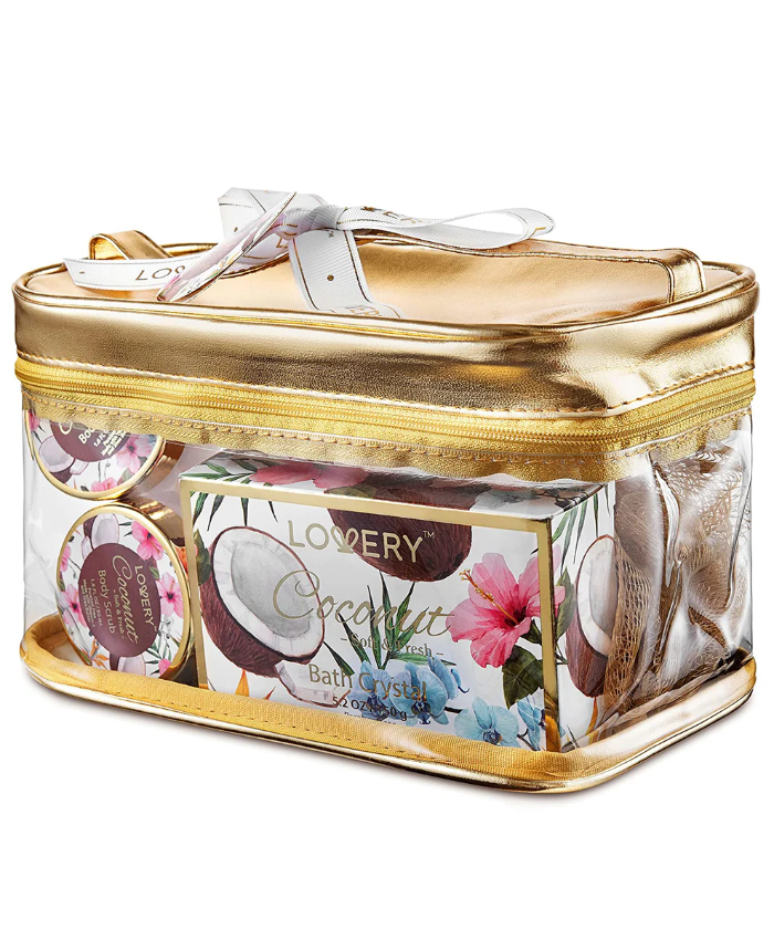 Coconut Scented Home Spa Gift Set - 8Pc Self Care Kit