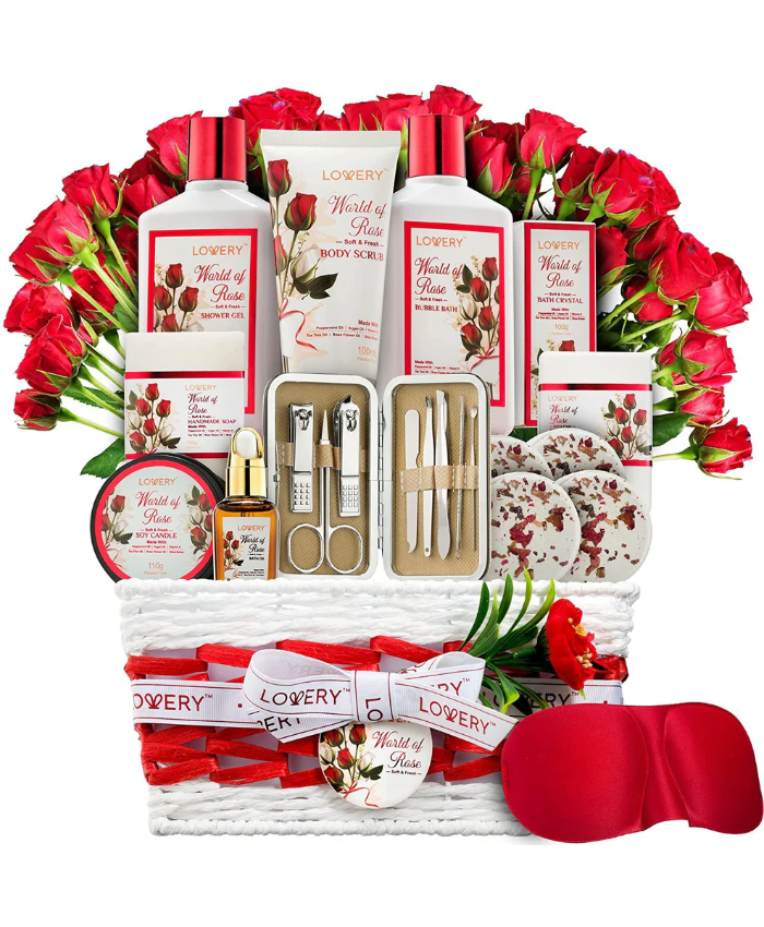 Red Rose Spa Basket - 35Pc Bath and Body Set