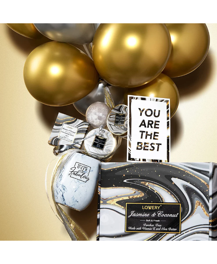 Coconut Jasmine Marble Spa Kit - 8Pc Wine Tumbler Gift Set