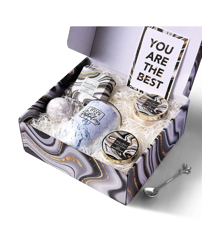 Coconut Jasmine Marble Spa Kit - 8Pc Wine Tumbler Gift Set