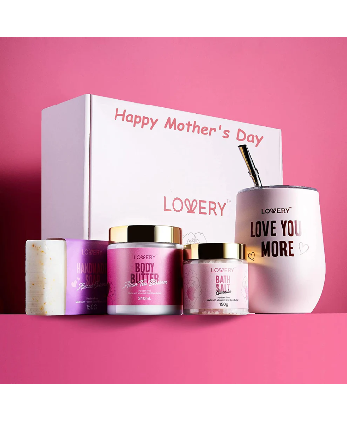 Body Care Gift Basket for Moms - 8Pc New Mom Spa Kit