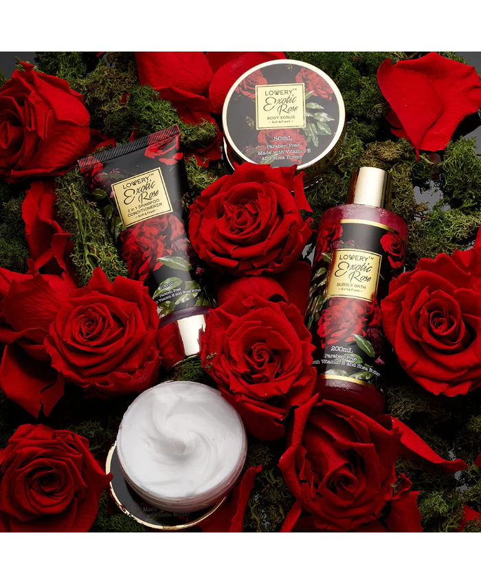 Valentine Exotic Rose Spa Gift Basket - 13pc Self Care Set