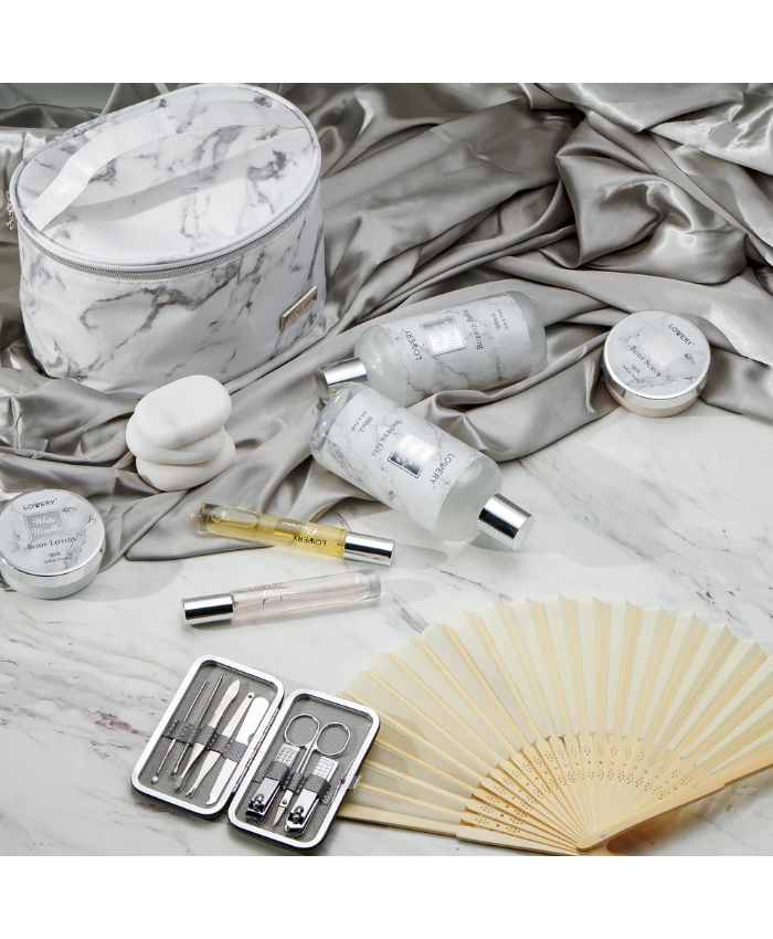 White Marble Scented Massage Kit - 19Pc Relaxation Body Spa Bag