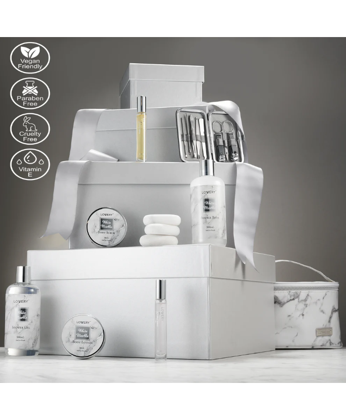 White Marble Scented Massage Kit - 19Pc Relaxation Body Spa Bag