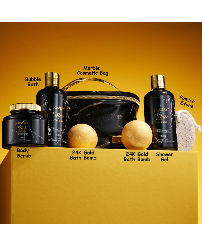 Luxe Jasmine Noir Home Spa Kit - 7Pc Body Care Set