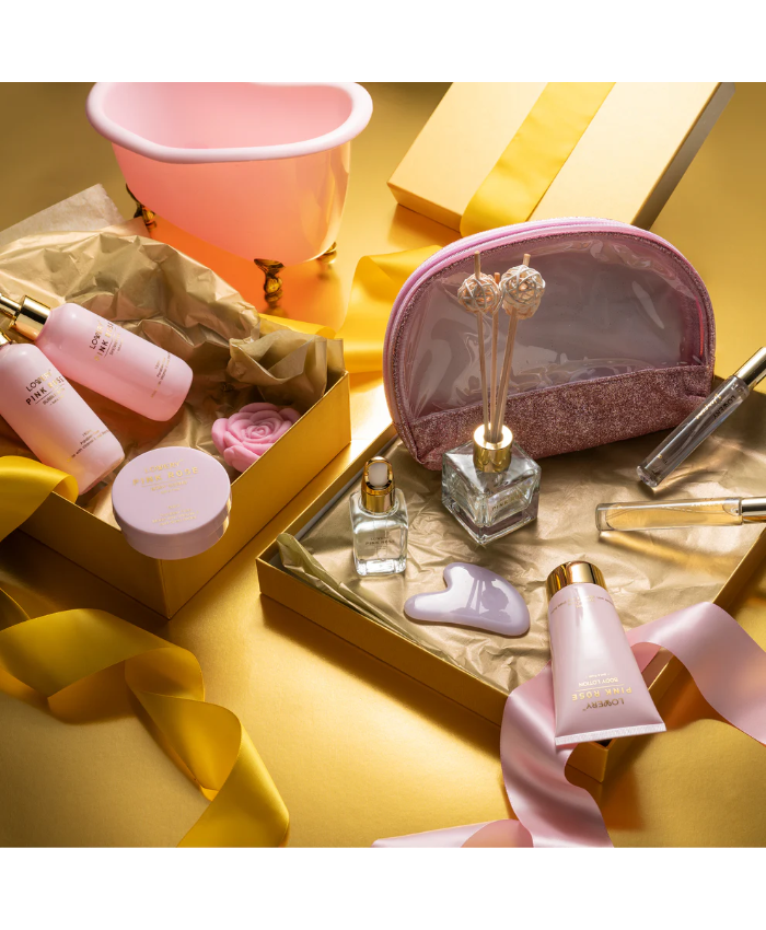 Luxe Pink Rose Bath And Body Set - 18Pc Birthday Gifts Spa Kit