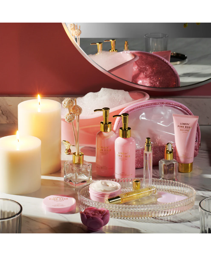 Luxe Pink Rose Bath And Body Set - 18Pc Birthday Gifts Spa Kit