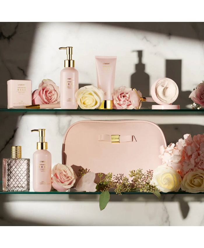 Enchanted Rose Beauty Body Care - 10Pc Cosmetic Bag Set