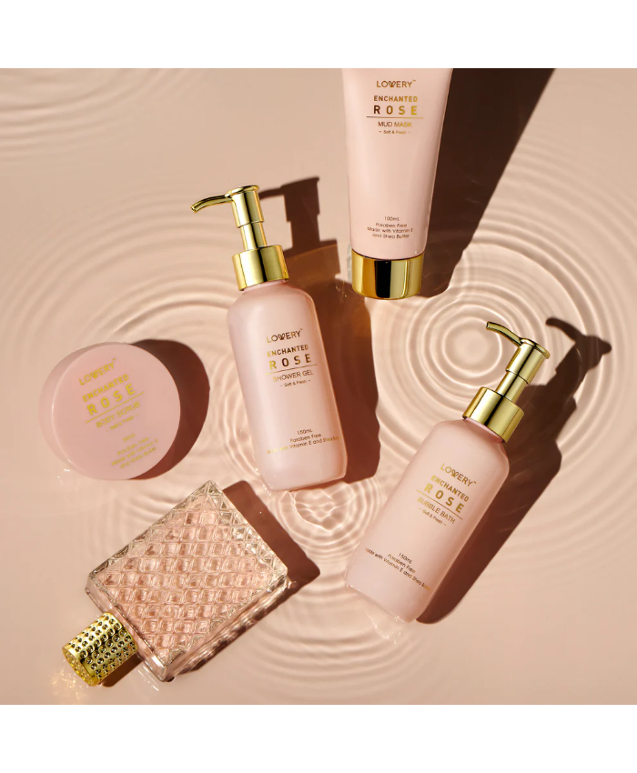 Enchanted Rose Beauty Body Care - 10Pc Cosmetic Bag Set