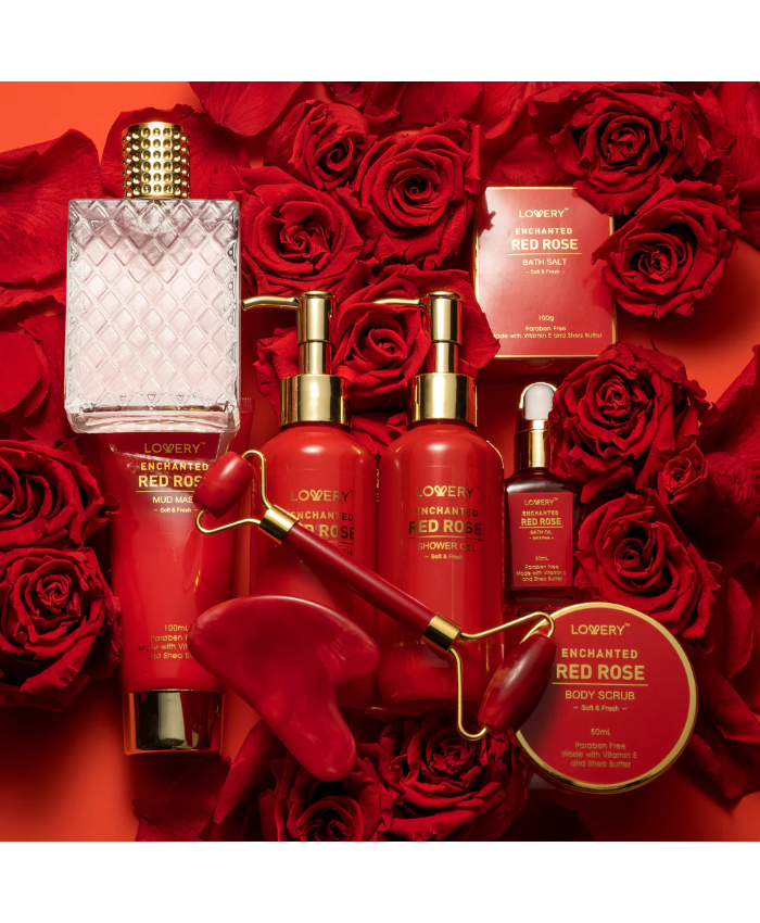 Red Rose Home Spa And Bath Basket - 11Pc Self Care Gift