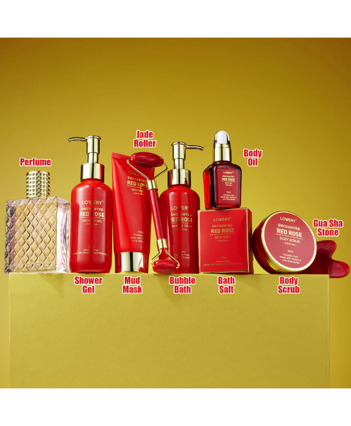 Red Rose Home Spa and Bath Basket - 11Pc Self Care Gift