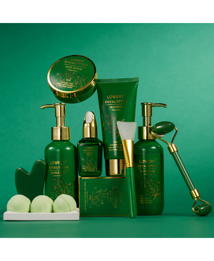 Eucalyptus Spa Basket - 16Pc Bath and Body Care Set