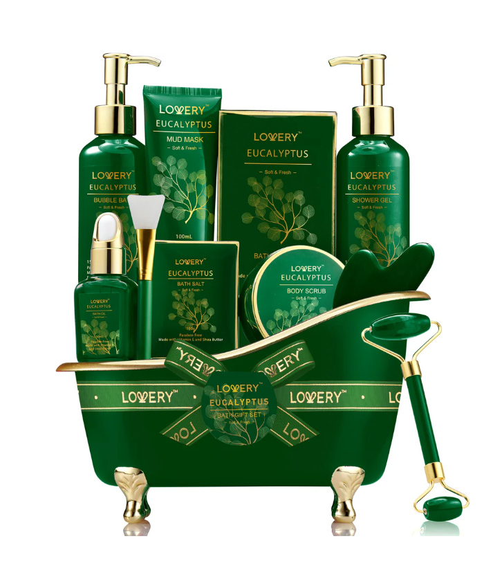 Eucalyptus Spa Basket - 16Pc Bath And Body Care Set
