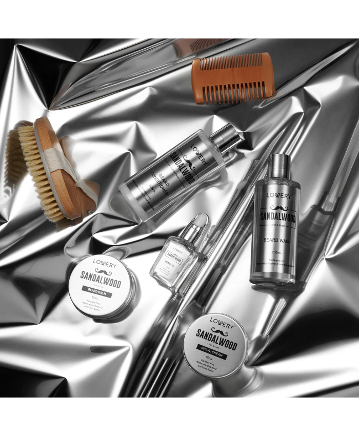 Luxe Sandalwood Beard Grooming Kit - 11Pc Men's Pampering Body Care