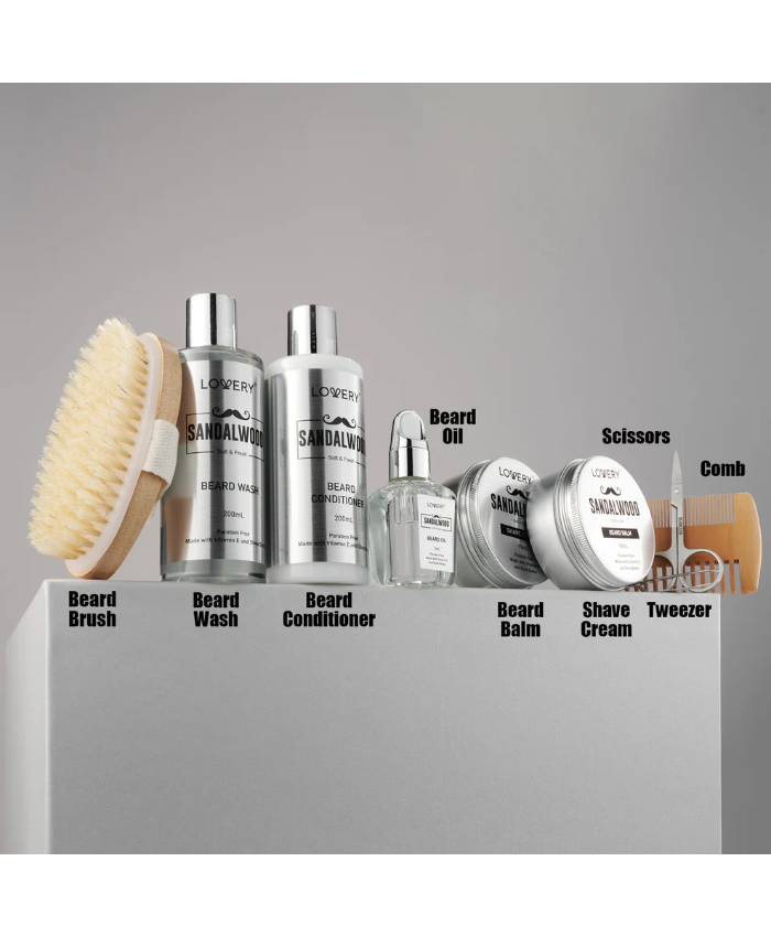 Luxe Sandalwood Beard Grooming Kit - 11Pc Men's Pampering Body Care