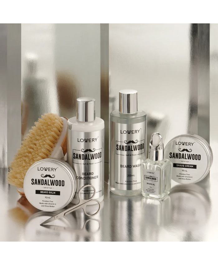 Luxe Sandalwood Beard Grooming Kit - 11Pc Men's Pampering Body Care