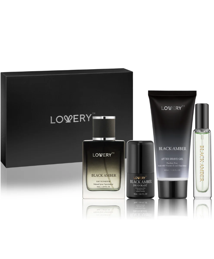 Black Amber Bath And Body Care - 4pc Mens Gift Set