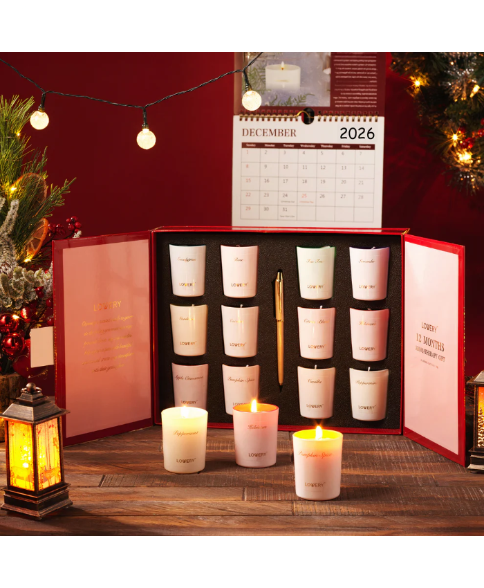 2025 Advent Calendar Candle Gifts - 12pc Aromatherapy Scented Candles, Pen & Calendar