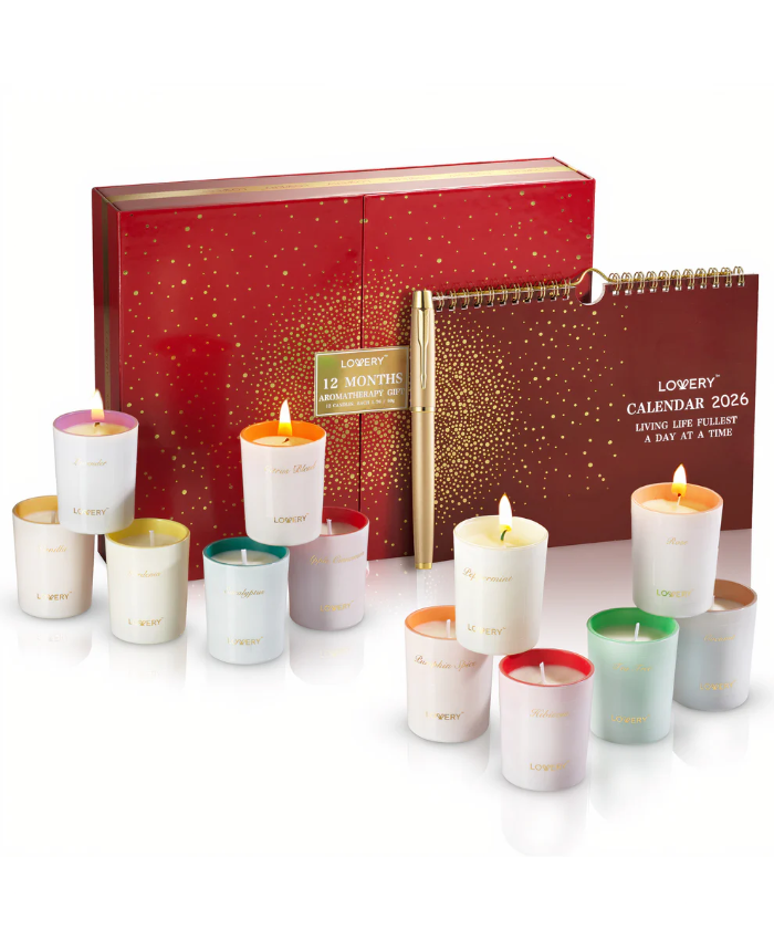 2025 Advent Calendar Candle Gifts - 12pc Aromatherapy Scented Candles, Pen & Calendar