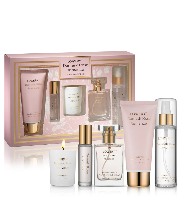 Damask Rose Romance Spa Kit - 6pc Luxury Self Care Gifts