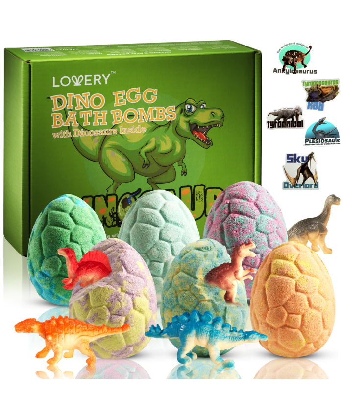 Dinosaur Egg Bath Bombs - 12pc Gift Toys With Dino Surprises Inside