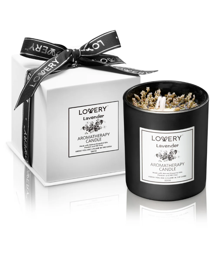 Lavender Scented Candle With Dried Flowers - 9oz Soy Wax Home Candle