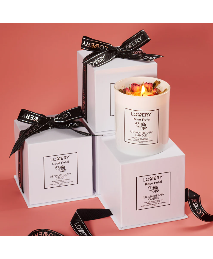 Rose Scented Candle With Dried Flowers - 9oz Soy Wax Home Candle