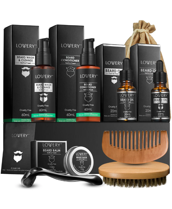 Beard Grooming And Growth Kit, 12Pc Mens Beard Care Trimmer Kit