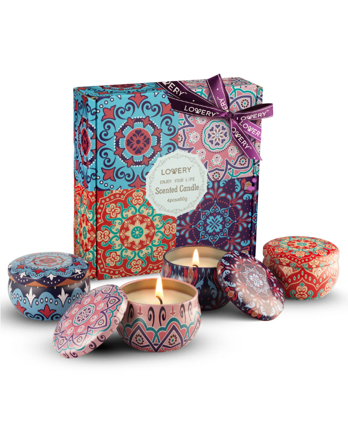 Soy Scented Candles - 5pc Aromatherapy Tin Can Candle Gift