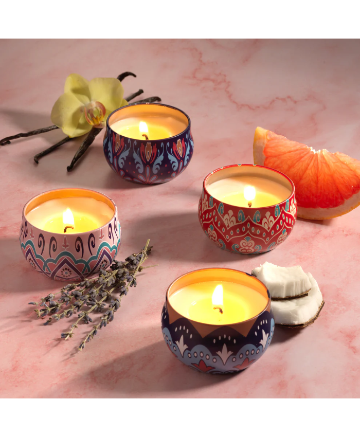 Soy Scented Candles - 5pc Aromatherapy Tin Can Candle Gift