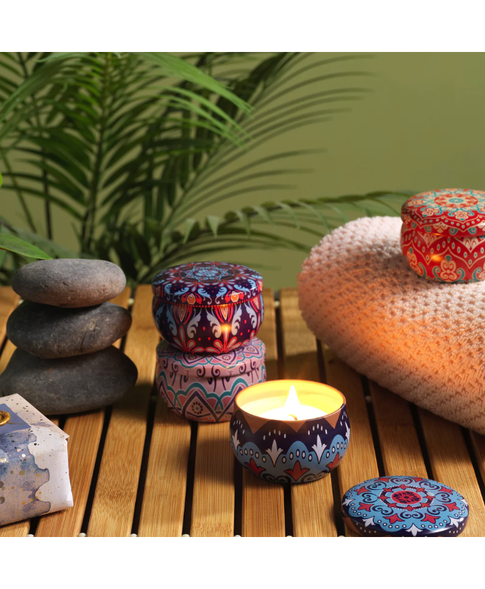 Soy Scented Candles - 5pc Aromatherapy Tin Can Candle Gift