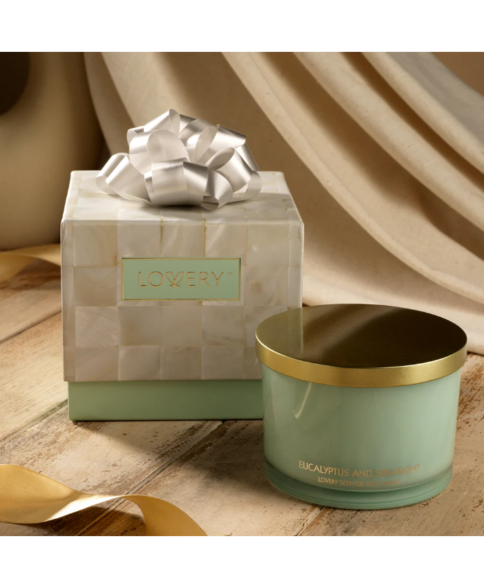 Eucalyptus Spearmint 3 Wick Candle Set - 13oz Soy Wax Home Candle with Wick Trimmer