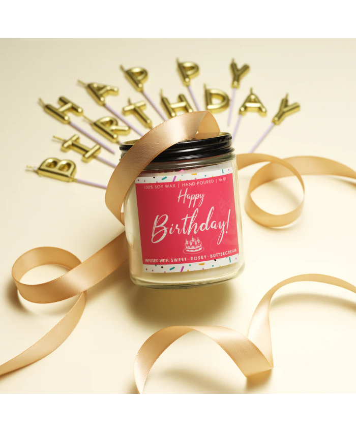 Birthday Candle Gift - 7oz Happy Birthday Vanilla Sugar Soy Candles