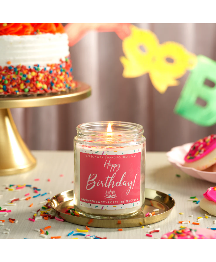 Birthday Candle Gift - 7oz Happy Birthday Vanilla Sugar Soy Candles