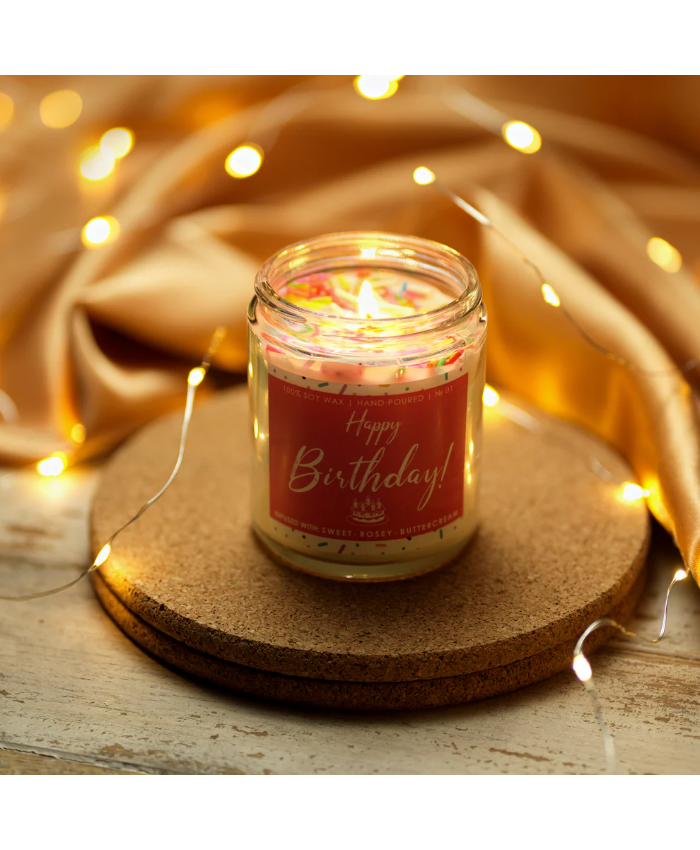 Birthday Candle Gift - 7oz Happy Birthday Vanilla Sugar Soy Candles