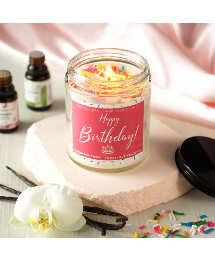 Birthday Candle Gift - 7oz Happy Birthday Vanilla Sugar Soy Candles