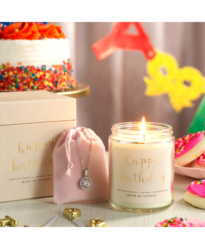 Birthday Gifts for Women - 3pc Bday Candle with Necklace & Pouch