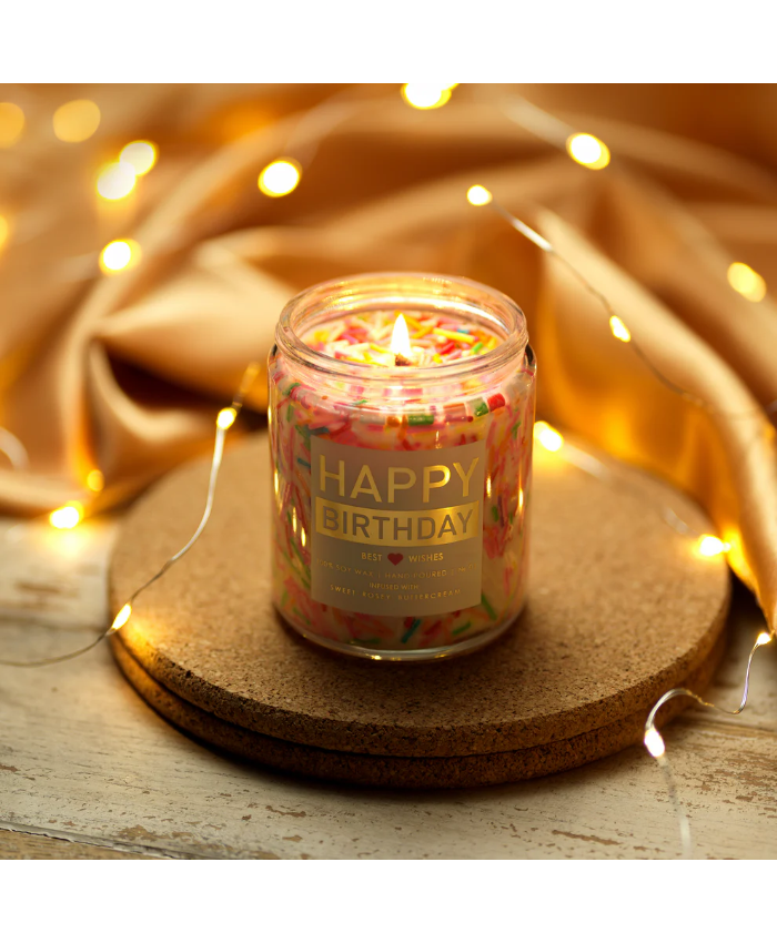 Happy Birthday Candle - 9oz Bday Candle with Sprinkles