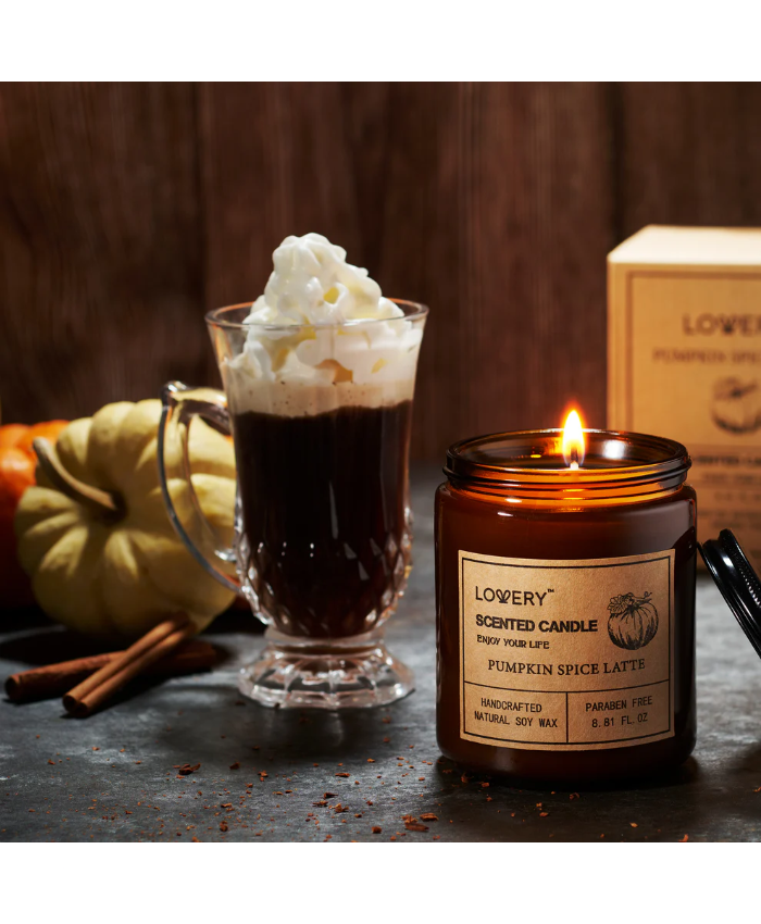 Pumpkin Spice Latte Aromatherapy Candles - 9oz Home Scented Soy Candle