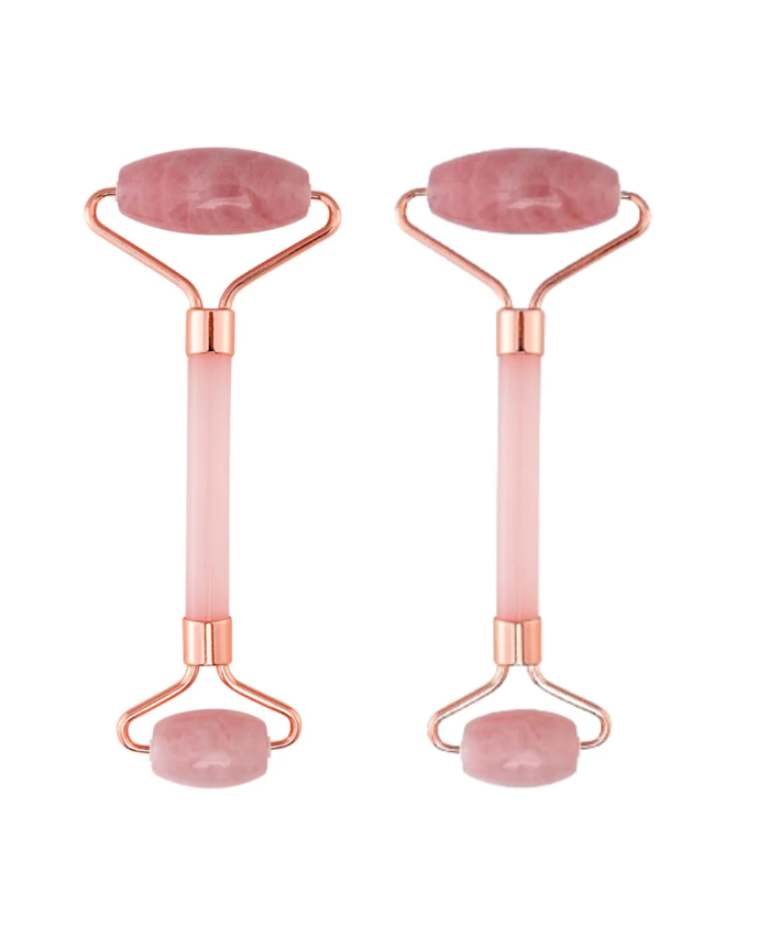 Unisex 2 Pack Rose Quartz Roller - Anti-Aging Face, Eye & Body Beauty Roller