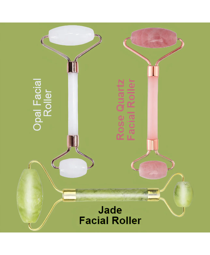 Rose Quartz Roller, Jade & Opal Beauty Roller - 3 Pack Facial Tools