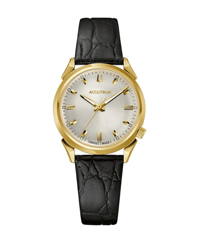 Legacy Collection Automatic Watch, Gold-tone SS Case With Black Croco-Embossed Strap